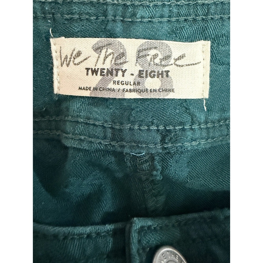 We The Free People Liv Pants Women's 28 Green Flare Leg Stretch Textured Design - Picture 2 of 10